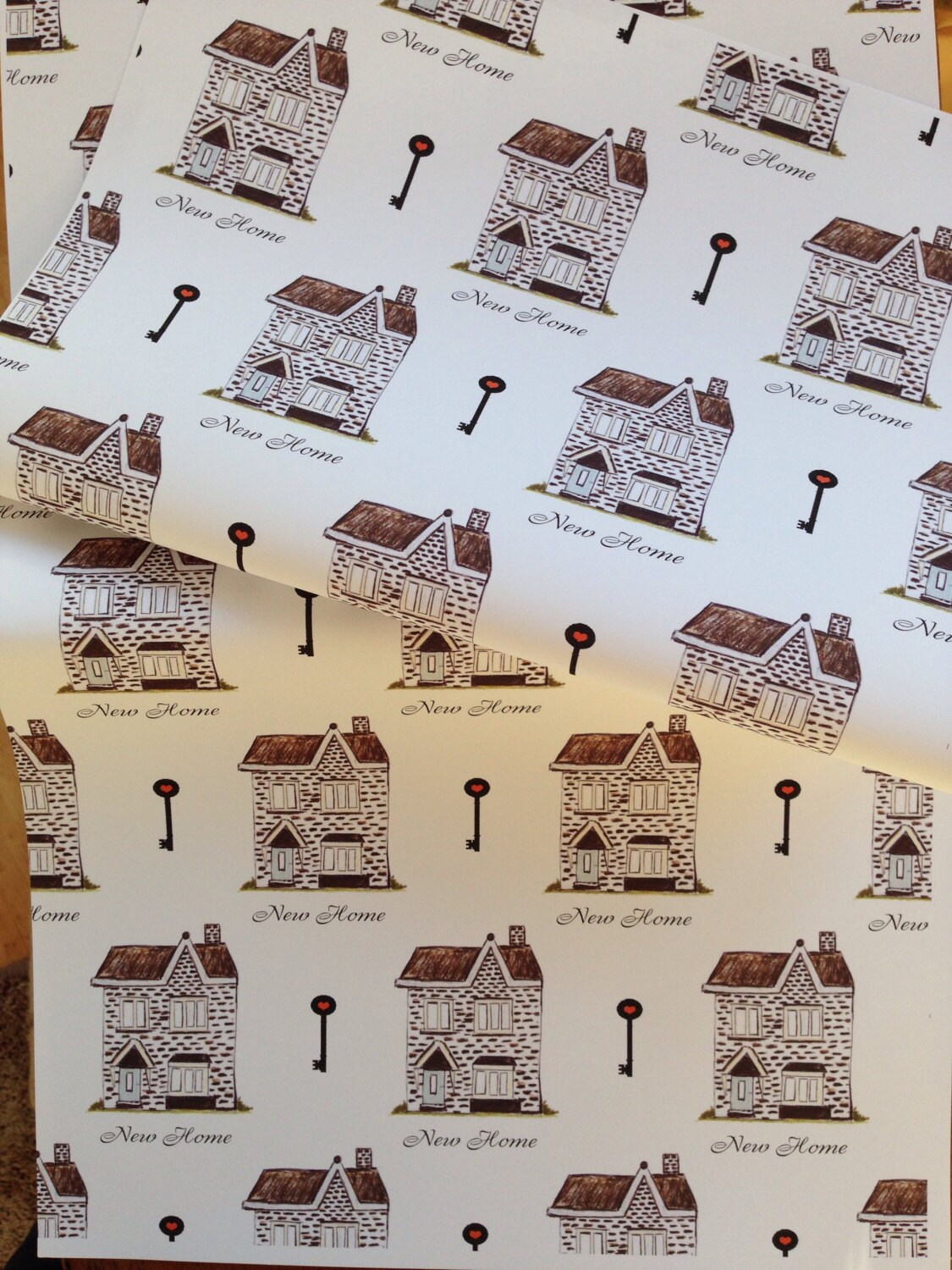 New home wrapping paper gift wrap homes houses moving