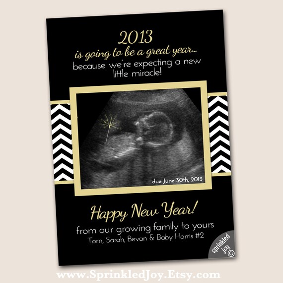 Download Items similar to New Year Pregnancy Announcement Digital Card, 4x6, 5x7 or 6x7.5, Baby's First ...
