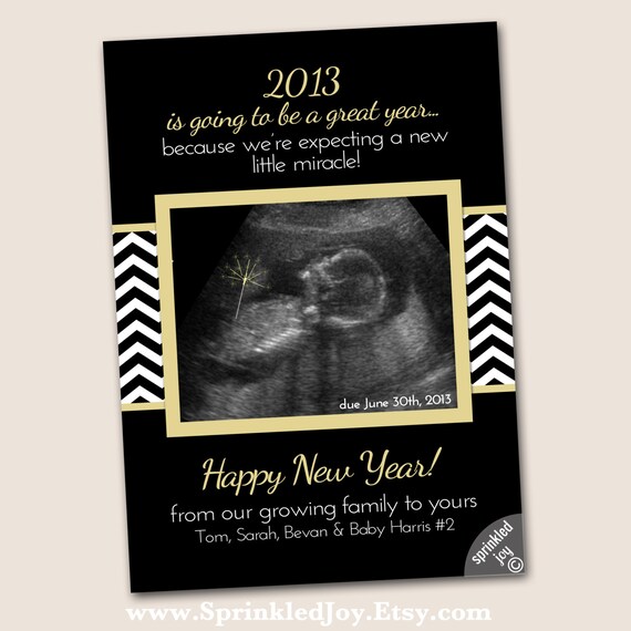 Download Items similar to New Year Pregnancy Announcement Digital ...