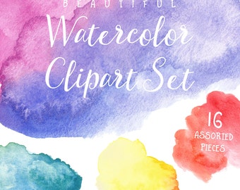 Watercolor Clipart, Watercolor Clip Art, Watercolor, Textures, Blobs, Shapes, Printable, Commercial Use