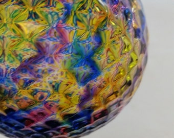 Kaleidoscope Mosaic Diamond Facet Blown Glass Ornament 3.5 inches FREE SHIPPING