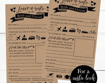 Printable Wedding Advice Cards Rustic, Advice For The Bride and Groom, Funny Advice For The Newlyweds Wedding Words of Wisdom Cards Template