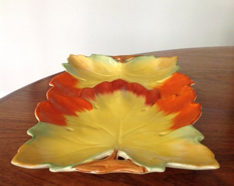 Clarice Cliff Art Deco leaf platter - tray - serving plate - antique platter