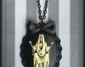 Corpse Bride Necklace, Gothic Victorian Skeleton Cameo, Day of the Dead, Dia de los Muertos, Alternative Jewelry, Gothic Gift Idea, Handmade