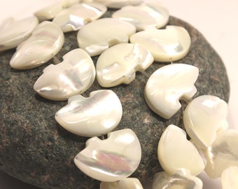 Six White Mother of Pearl Zuni Style Bear Fetish Beads Bright Chalky Milky Iridescent Southwestern Winter Totem Animal Polar Alaska Canada