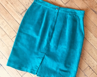 Retro Teal Suede Skirt Fully Lined