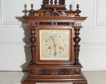Antique Mantle Clock, Circa 1880, Grunderzeit, Walnut, German