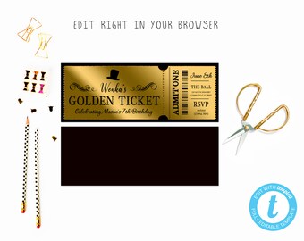 foil golden ticket etsy