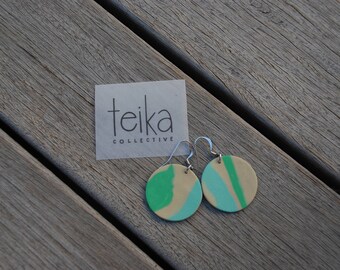 Handmade Polymer Clay Earrings - Circle - Earthy Colours