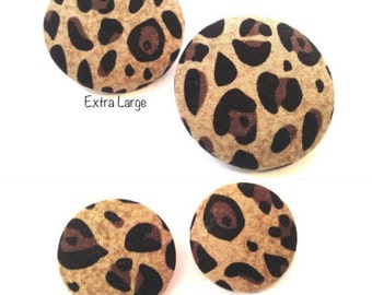 CLEARANCE 10% OFF Taupe Leopard Button Earring
