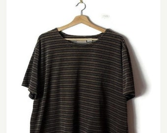 ON SALE Oversized Brown/Black Stripe Velour Short sleeve T-shirt