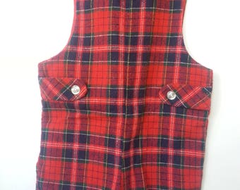 Vintage Good Lad plaid short overalls, size 4T, Christmas outfit