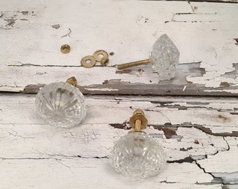 Clear Faceted Glass Knobs Instant Furniture Upgrade Drawer Knob or Furniture Pulls, Cabinet Supplies Item