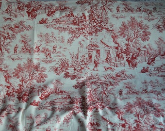 Stof fabric Red Toile Rural scenes Festin 2 metres