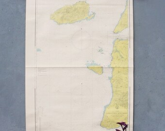 Vintage Nautical Sea Map, Maritime Chart, Gallipoli Pull Down Map 1979 Made in Turkey 1970's Sea Sailing Map Geography