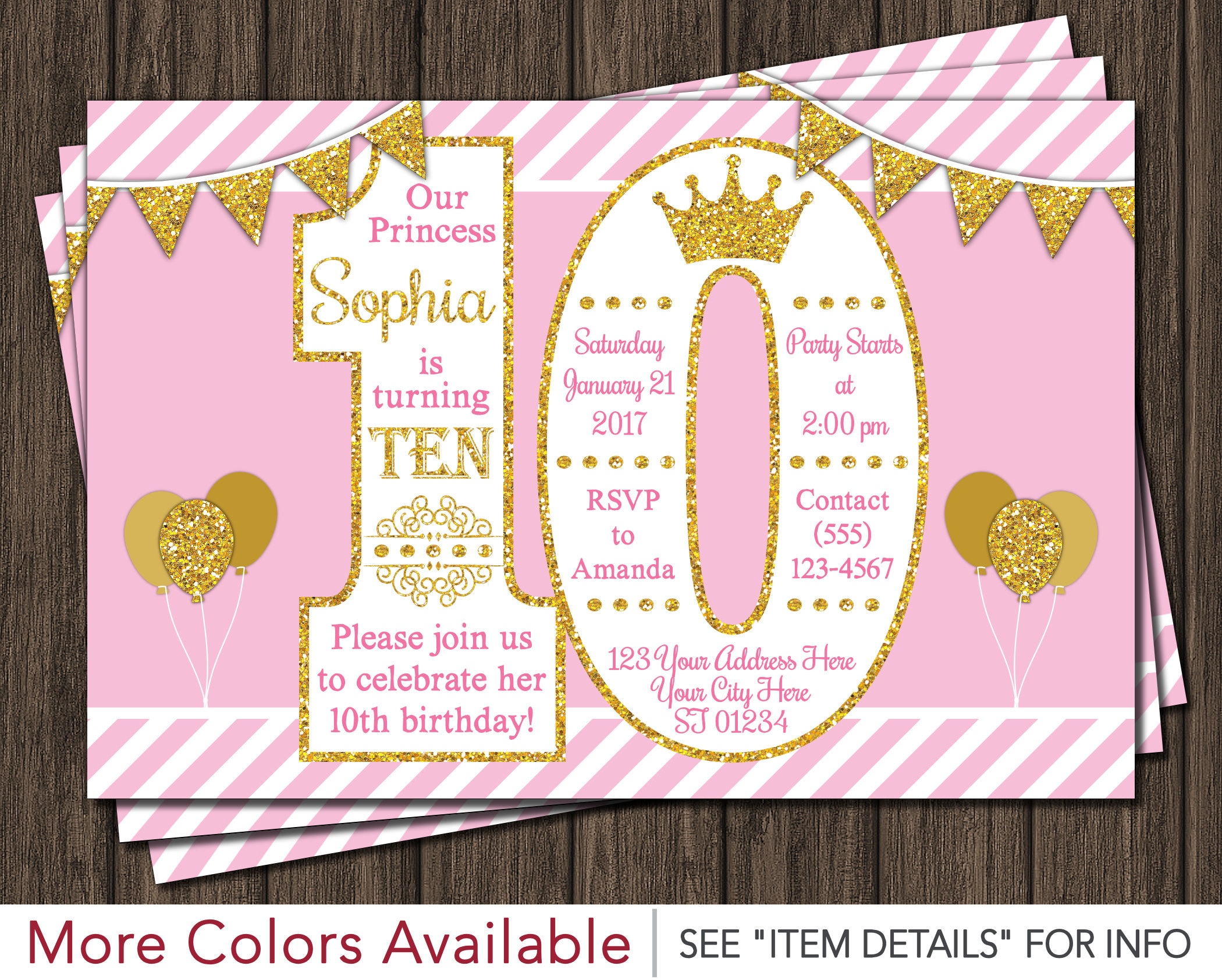 Princess Birthday Invitation 10th Birthday Invitations Age