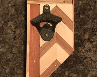 Wall Mounted Bottle Opener with Magnetic Cap Catcher