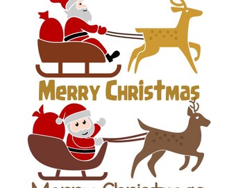 Santa Claus Sled Sleigh Christmas Cuttable Design PNG DXF SVG & eps File Silhouette Designs Cameo