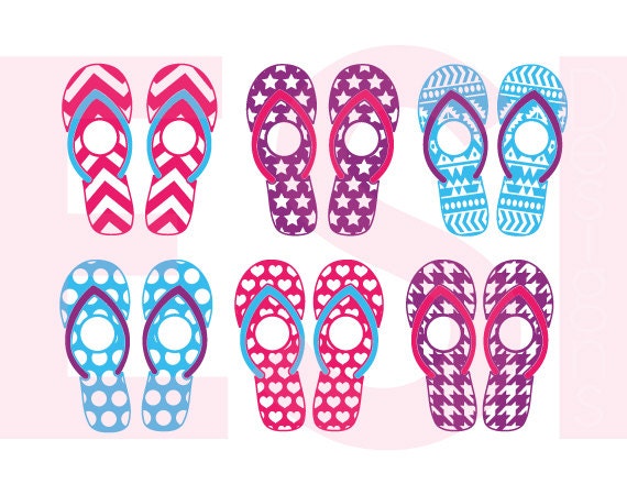 Download Patterned Flip flop monogram svg files SVG DXF EPS Beach