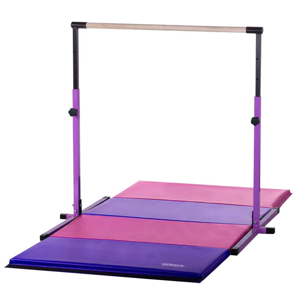 Purple Gymnastics Bar & Pink/Purple Mat Combo Adjustable