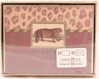 Hallmark Cheetah Box of Cards. 10 Notes, Envelopes and Seals. Sealed