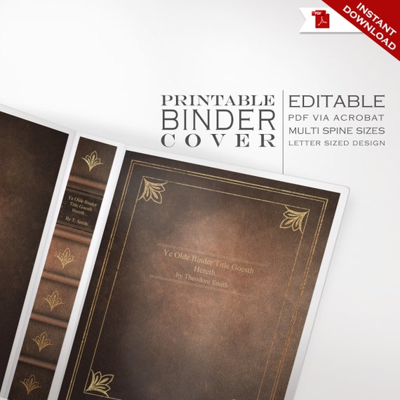 leather book binder cover printable editable antique book cover letter title