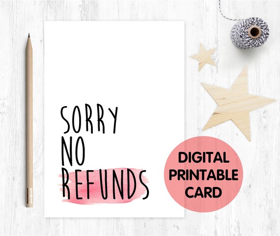 funny anniversary card printable valentines day card sorry no refunds love card digital download boyfriend card girlfriend card instant