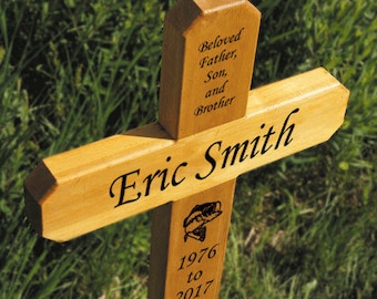 Cedar Roadside Memorial Wood Burned Cross