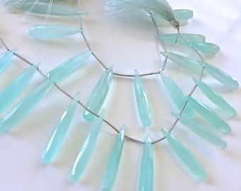 Light aqua blue faceted chalcedony drops WHOLESALE PRICE 15.00