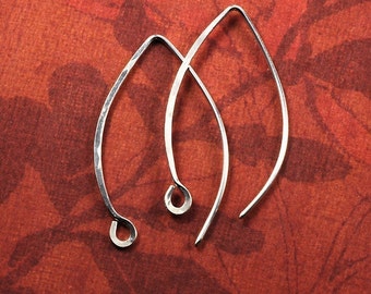 Long Sterling Silver Hammered Handmade Earwires: 6 pair
