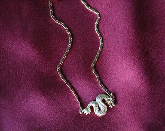 Dance The Night Away Dragon Necklace - Gold Necklace - Gold Filled Necklace - Dragon Necklace - Gold Chain