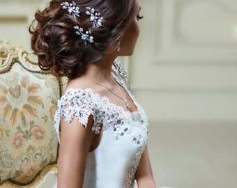 Bridal hair pins Pearl hair pins Wedding bobby pins Crystal Silver hair pins Bridal bobby pins Wedding hair clip Ivory pearl headpiece