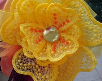 FSL Flower, Free Standing Lace Flower Embroidery Design, In the Hoop Flower, Large Embroidery Flower, 3D Embroidery , Summer Flower