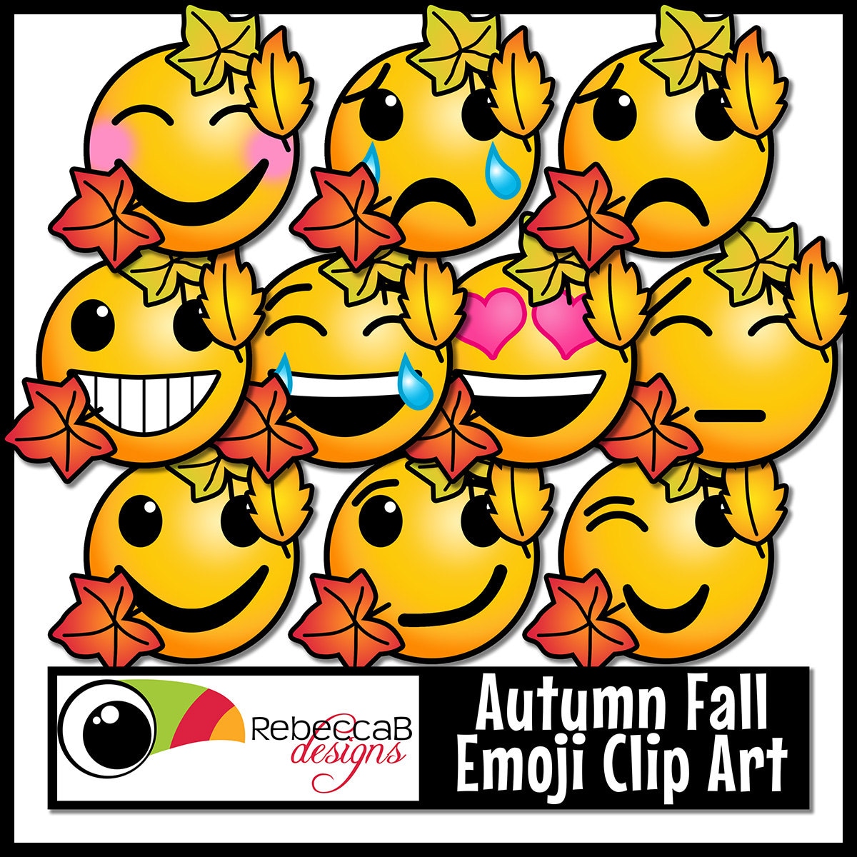 Autumn Fall Clip Art: Emoji Faces Autumn Fall Emoji Clip Art