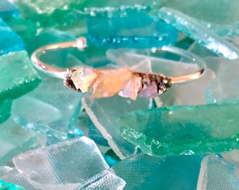Opal and Crushed Pyrite Cuff Bracelet