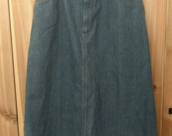 French 70s vintage denim midi skirt, legion etrangere