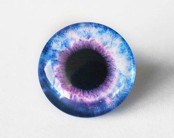 25mm handmade glass eye cabochon - purple eye - standard profile