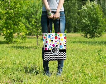 Customzied Tote Bag - Monogram Tote - Personalized Tote Bag - Chevy Dot