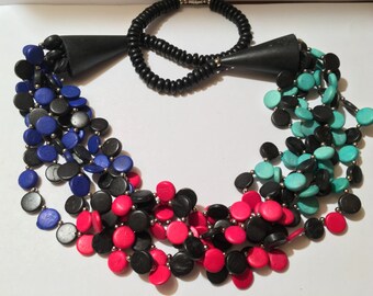 Vintage Wooden Bead Bib Necklace