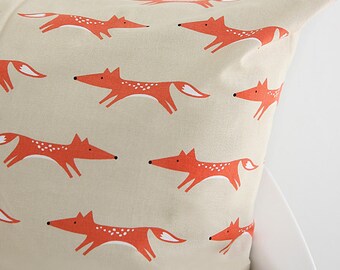 Scandinavian Style Fox Pattern 20s Cotton Oxford Fabric (Beige)