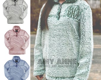 Sherpa Quarter Zip Monogrammed Heathered Fleece Pullover Sweatshirt ~ Sorority ~ Blogger Favorite ~ Warm ~ Trendy