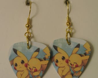 Pikachu Guitar Pick with Silver or Gold Fishhook