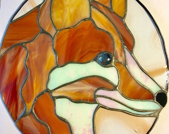 Stained Glass Fox Sun Catcher/Panel