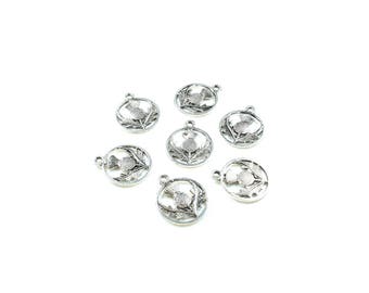 5 charms Thistle toned silver 19 x 16mm
