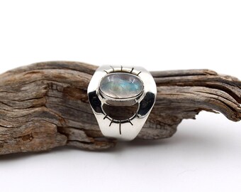 Rainbow Moonstone ring, Moonstone Stone, Silver ring, Rainbow ring, 925 Silver ring, Moonstone Silver ring, Moonstone Ring US 6.25 / FR 53.5