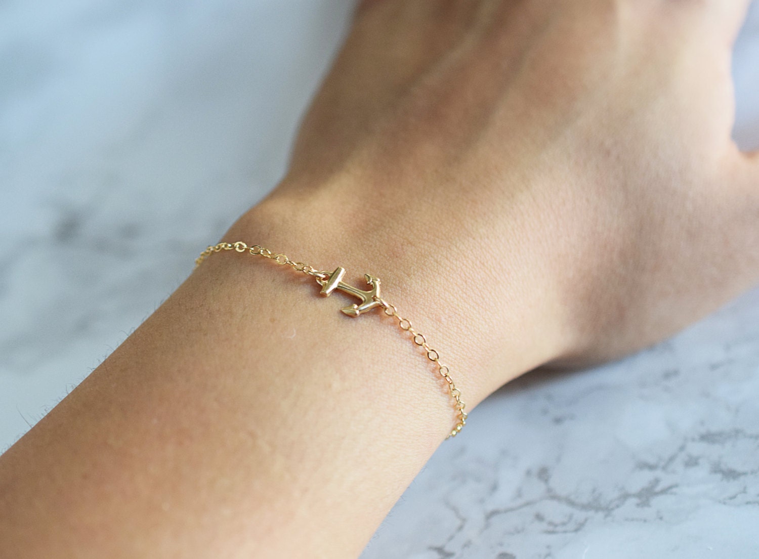 Sideways Anchor Bracelet Gold Anchor Bracelet Dainty