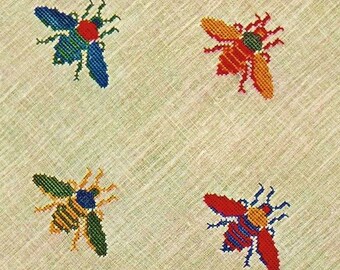 Bee Placemats and Napkins Vintgage Cross Stitch Pattern Instant Download