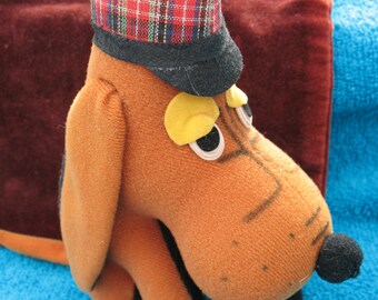 R. Dakin 1960's Dream Pets Brown Felt Detective Basset Hound with stuffing-excellent vintage condition