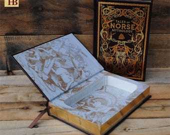 Book Safe - Tales of Norse Mythology - Leather Bound Hollow Book Safe