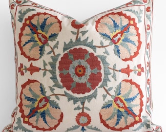 SALE! Handmade Silk Embroidery Suzani pillow, suzani pillow cover, suzani bedding, suzani pillows, designer pillow, Fall Pillow Cover